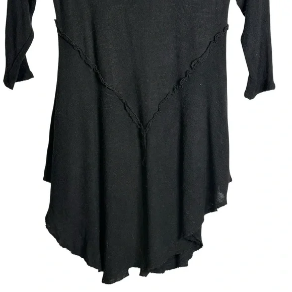 Free People Intimately Weekend Layering Top Black Gray Combo Burnout S Raw Edge - Picture 4 of 11